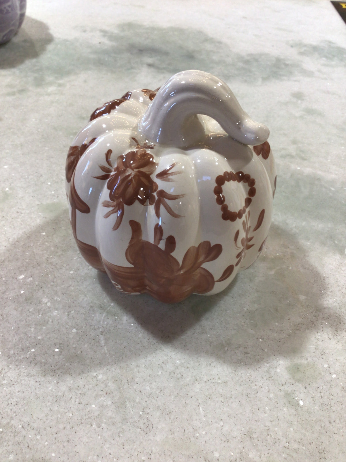Handcrafted Medium Pumpkin-Brown on White