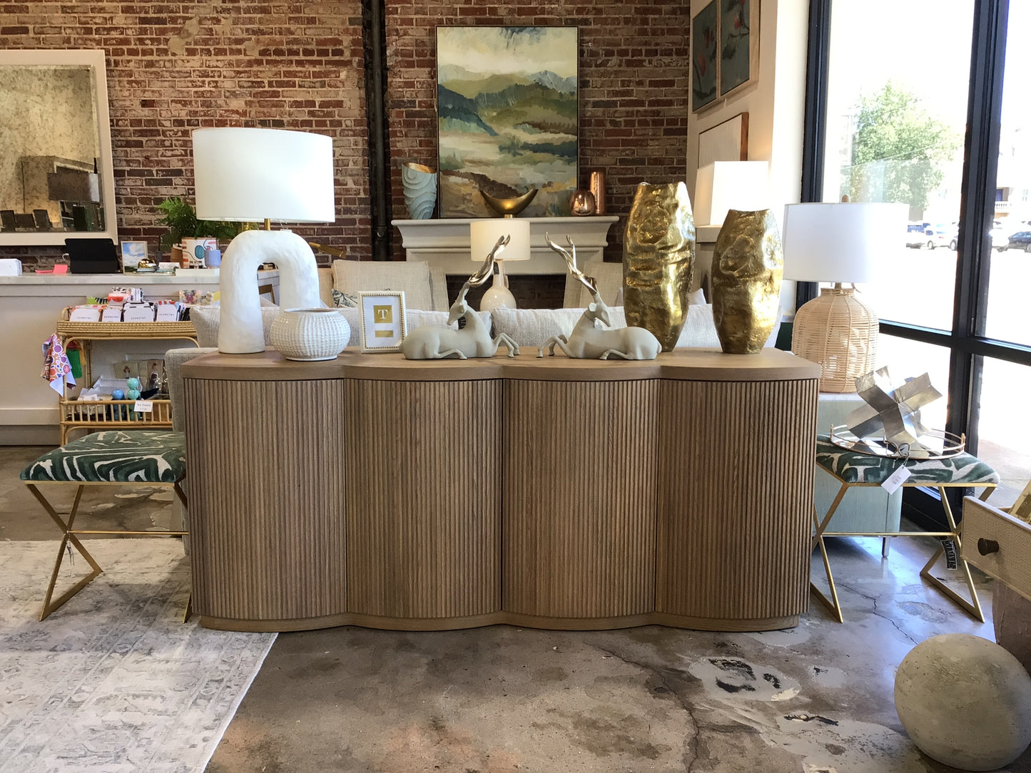 Scalloped Lumi Credenza 74”W x 21”D x 32”H