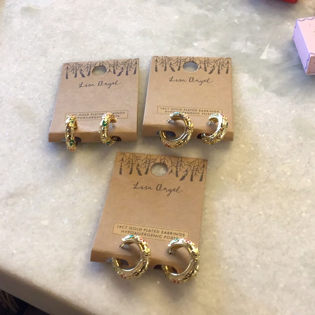 Pink Cloisonné Hoops Earrings