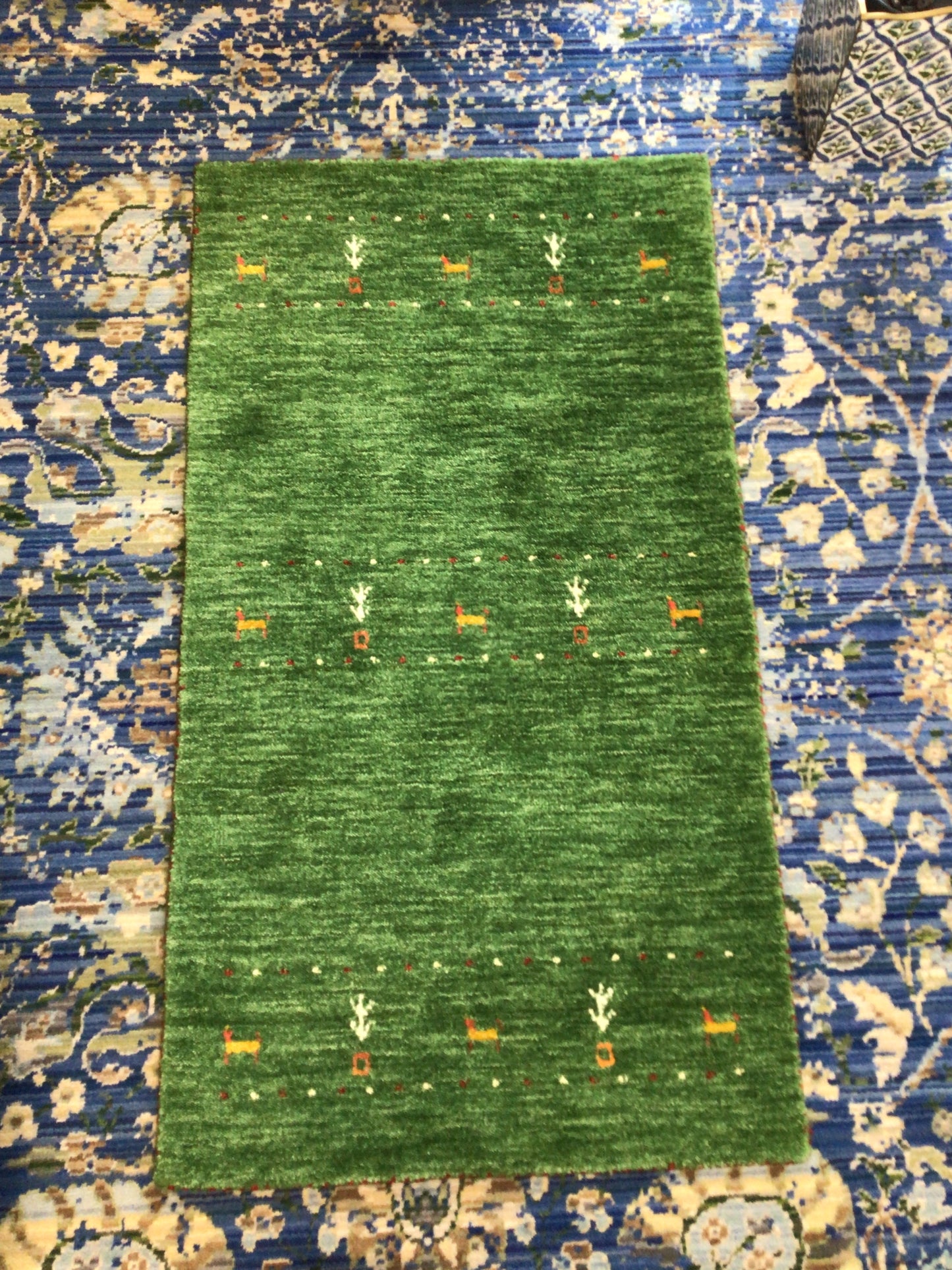 2x4 Green Wool Rug