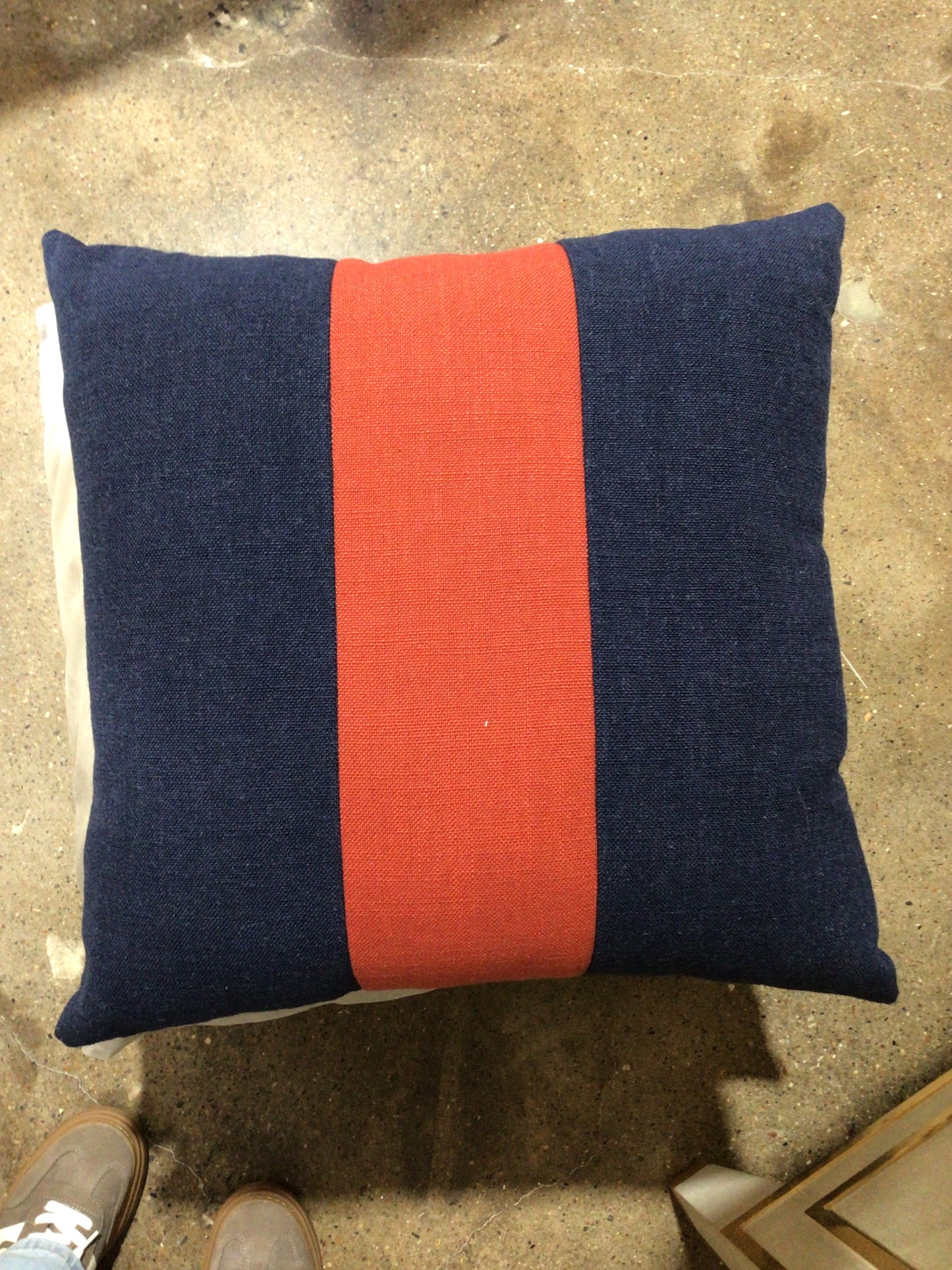 Navy and Red Stripe Pillow