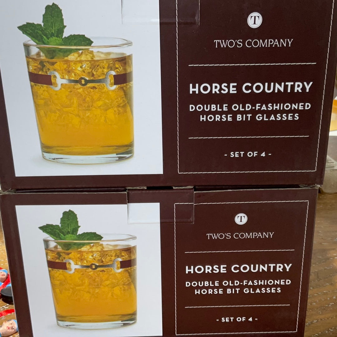 Horse Country Old Fashioned Glasses S/4