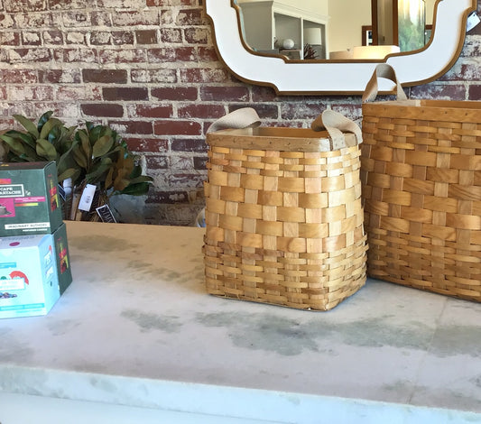 Woven wood storage basket lg.