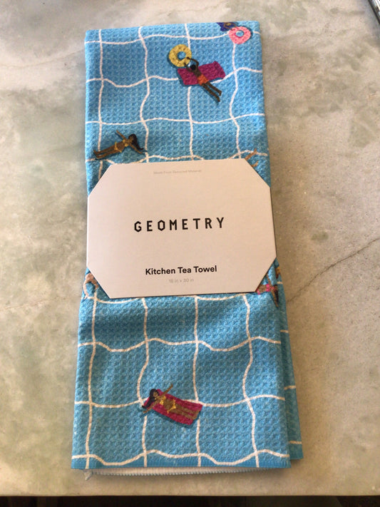 Geometry At The Pool Tea Towel