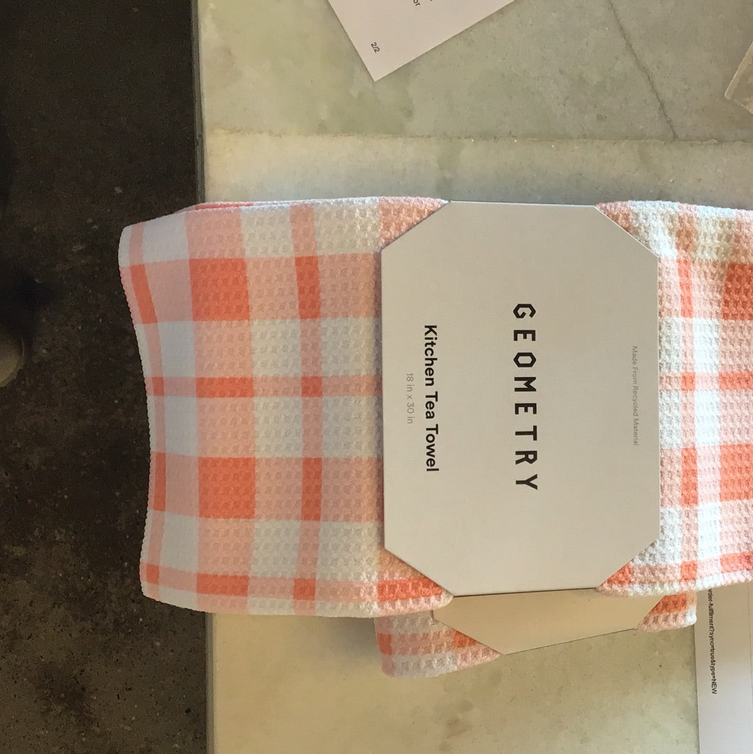 Pink plaid tea towel