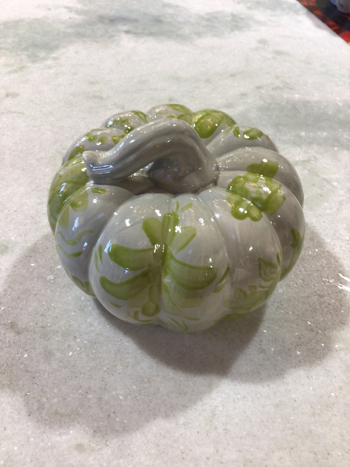 Handcrafted Medium Pumpkin-Green on Taupe