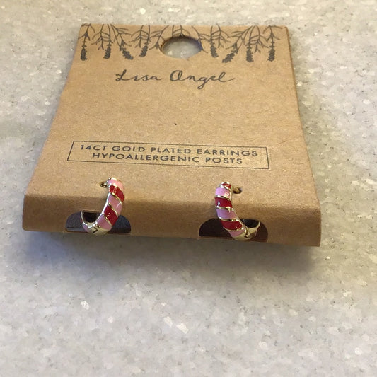 Candy cane huggie earrings