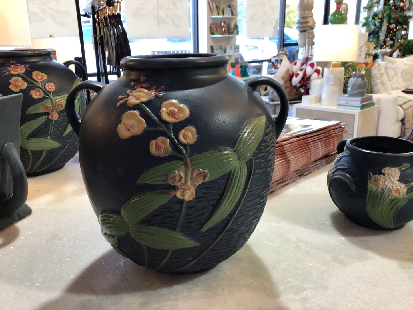 Blue Roseville Vase- Floral
