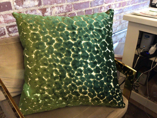 Green Velvet Leopard Pillow