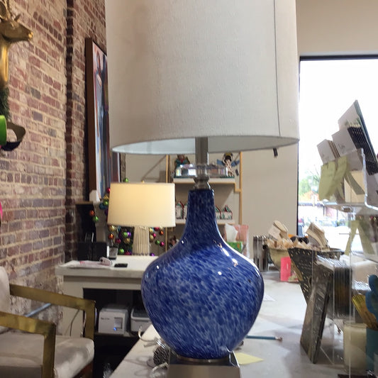 Silsden Blue Art Glass Lamp.