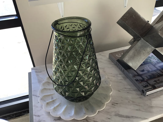 Green glass lantern