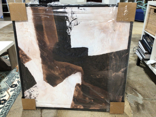 Black and Brown Abstract Canvas 38x38