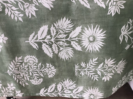 Green Floral Tablecloth 51 x 104