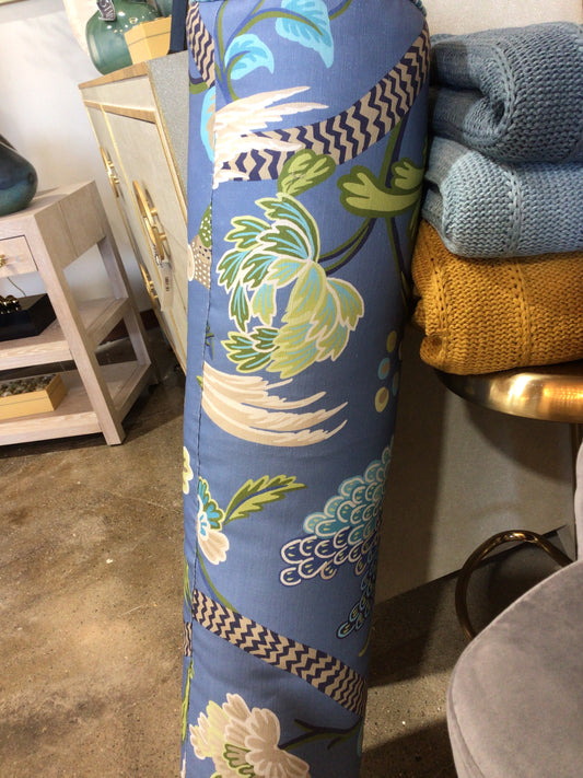 Custom Queen Bolster Blue Floral