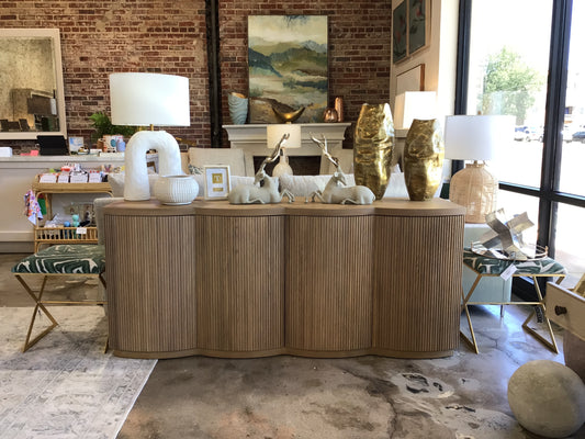 Scalloped Lumi Credenza 74”W x 21”D x 32”H