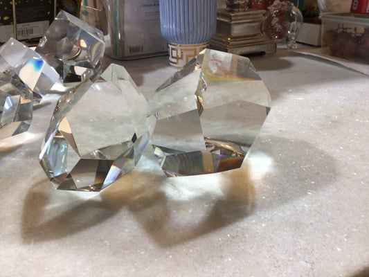 S/2 Crystal Prism Paper weight/Sculpture