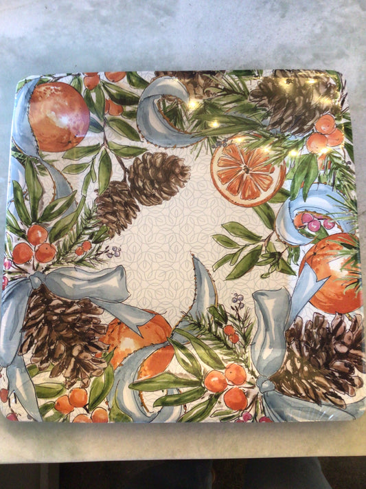 Pinecones and Ribbon Square Plates