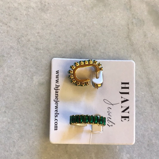 Green baguette earring