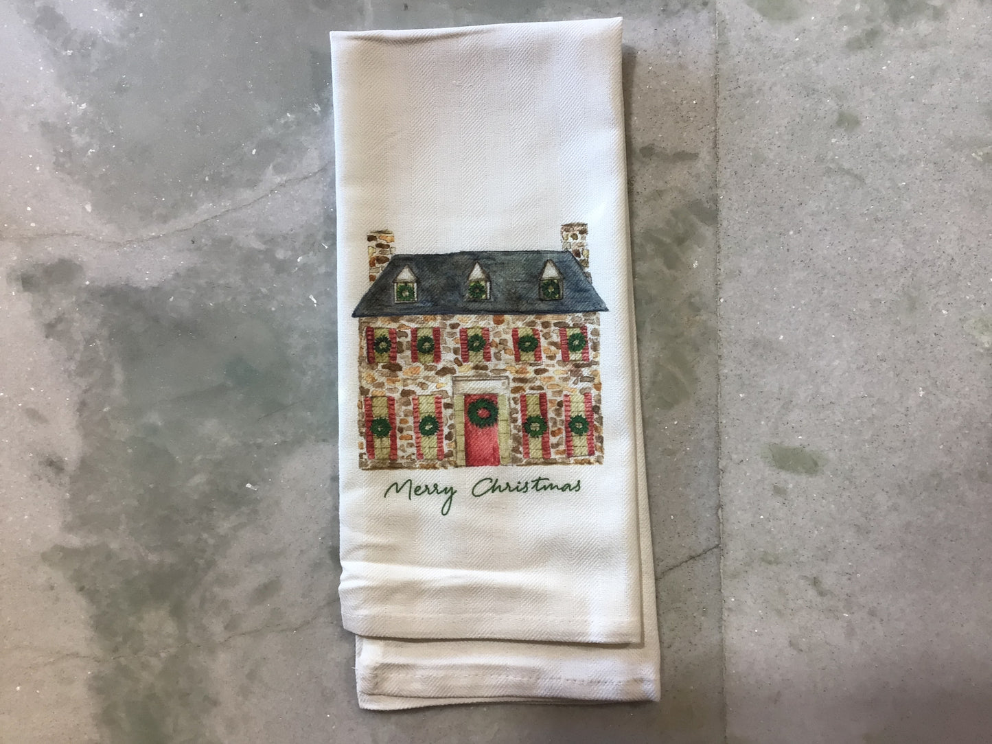 Christmas Stone House - Dishtowel