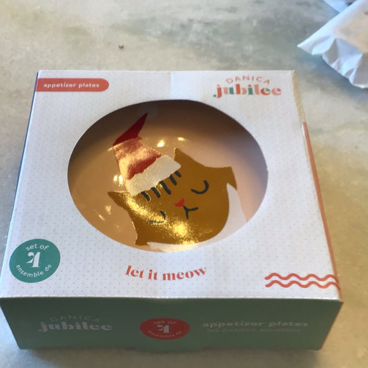 Cats Christmas Appetizer Plates