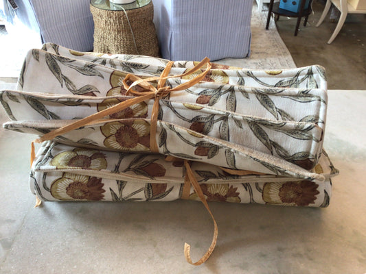 Green,gold,camel floral,placemats/ set of 4
