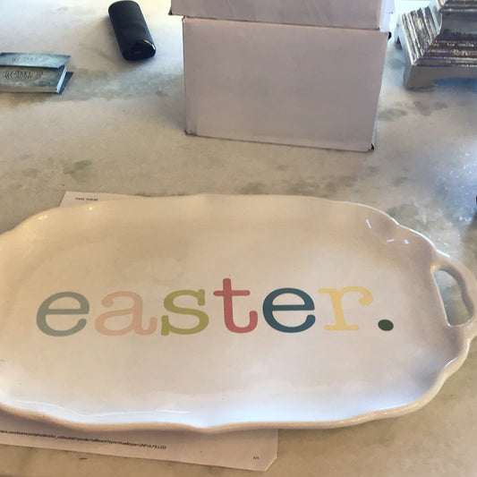 Easter Platter White/Multi 16.5X10