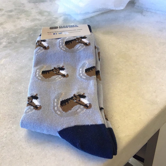 Horse Head Inside Blue Sock