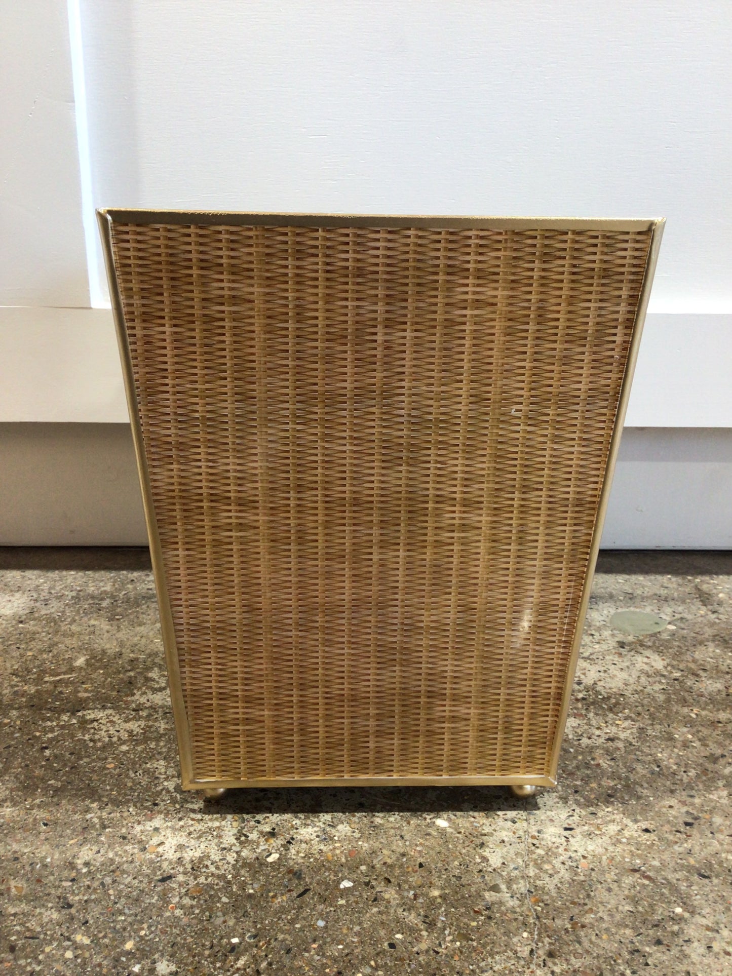 Rattan Enameled Wastebin