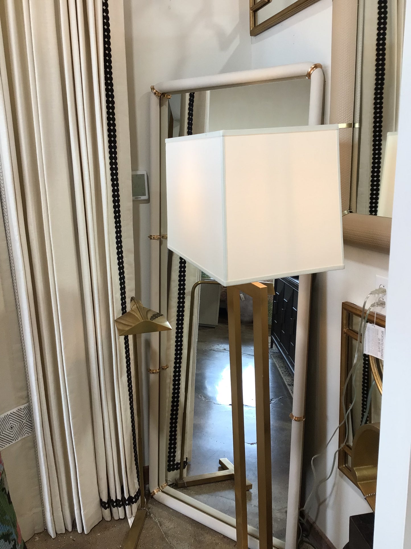Off White Mirror with Gold Accents