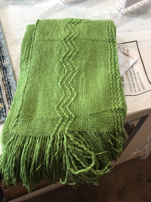 Green Fringe Throw