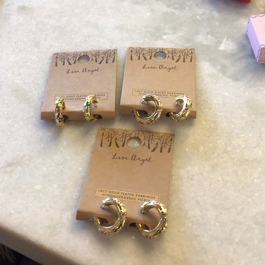 Pink Cloisonné Hoops Earrings