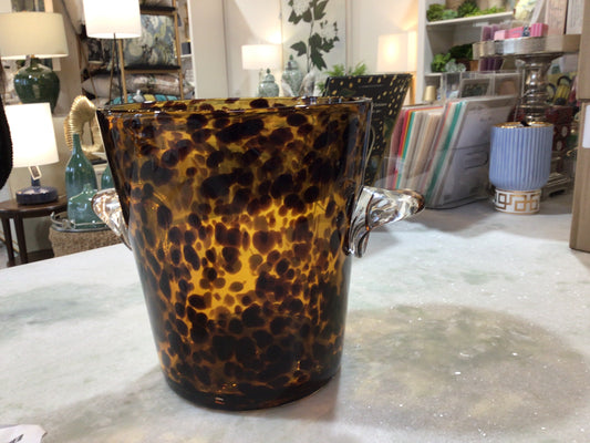 Tortoise Print Ice Bucket Glass