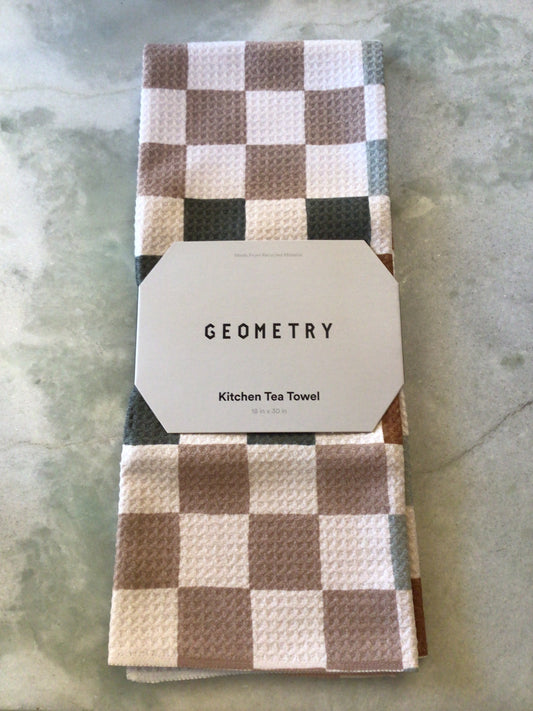 Geometry Autumn Checkers Tea Towel