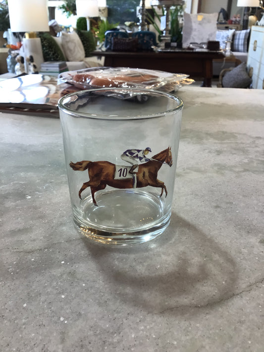 Running horse whiskey glass