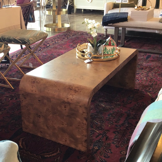 Waterfalls Coffee Table Dark Burl Wood.