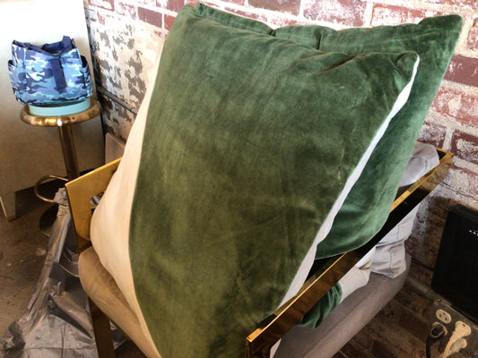 Cotton green velvet pillow