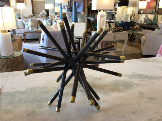 Medium Black and Gold Metal Starburst