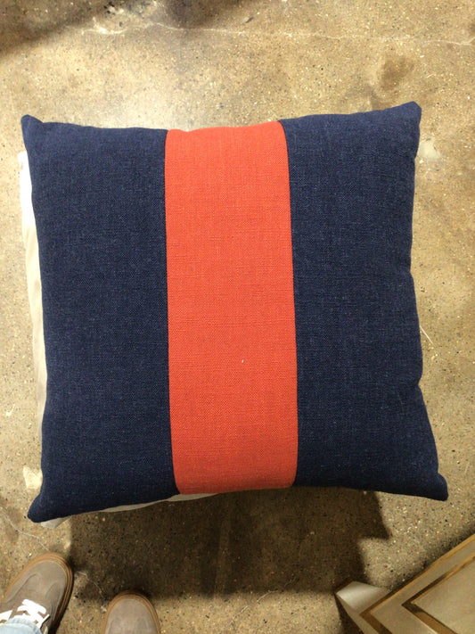 Navy and Red Stripe Pillow