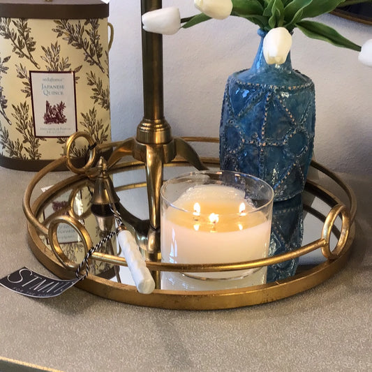 Wood metal mirror tray