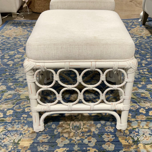 White Rattan Stool