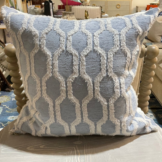 D.V.K Blue/White Fringe Pillow