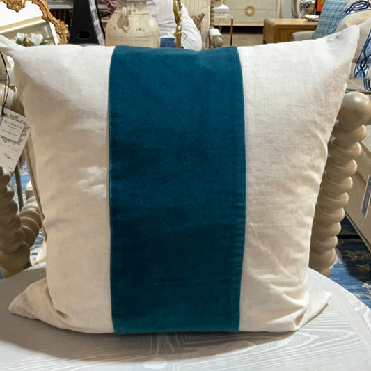 Linen w/Teal Band Pillow
