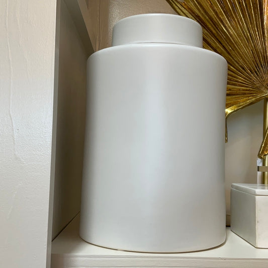 Matte White Cylinder Jar w/Lid