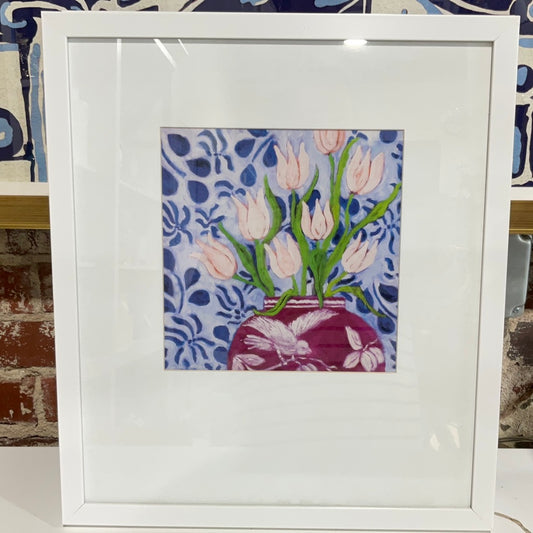 Floral Wall Art w/White Frame