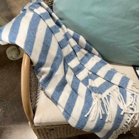 Blue & White Stripe Throw Blanket
