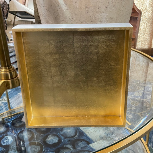 White Tray w/Gold Leaf Sm.