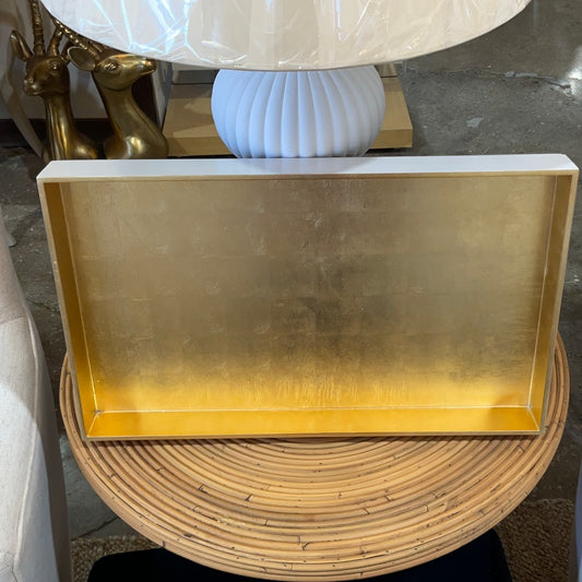 White Tray w/Gold Leaf-Lg.