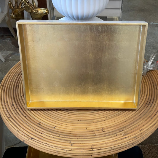 White Tray w/Gold Leaf- Med.