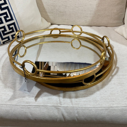 Gold Round Mirrored Tray