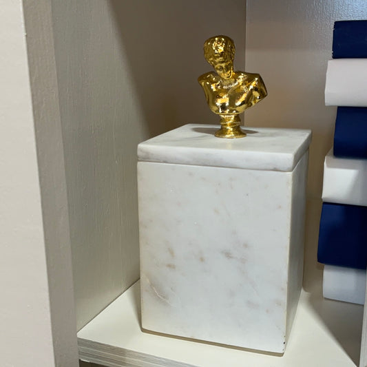 White Marble Box w/Lid